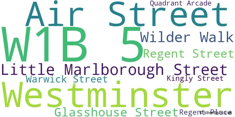 A word cloud for the W1B 5 postcode